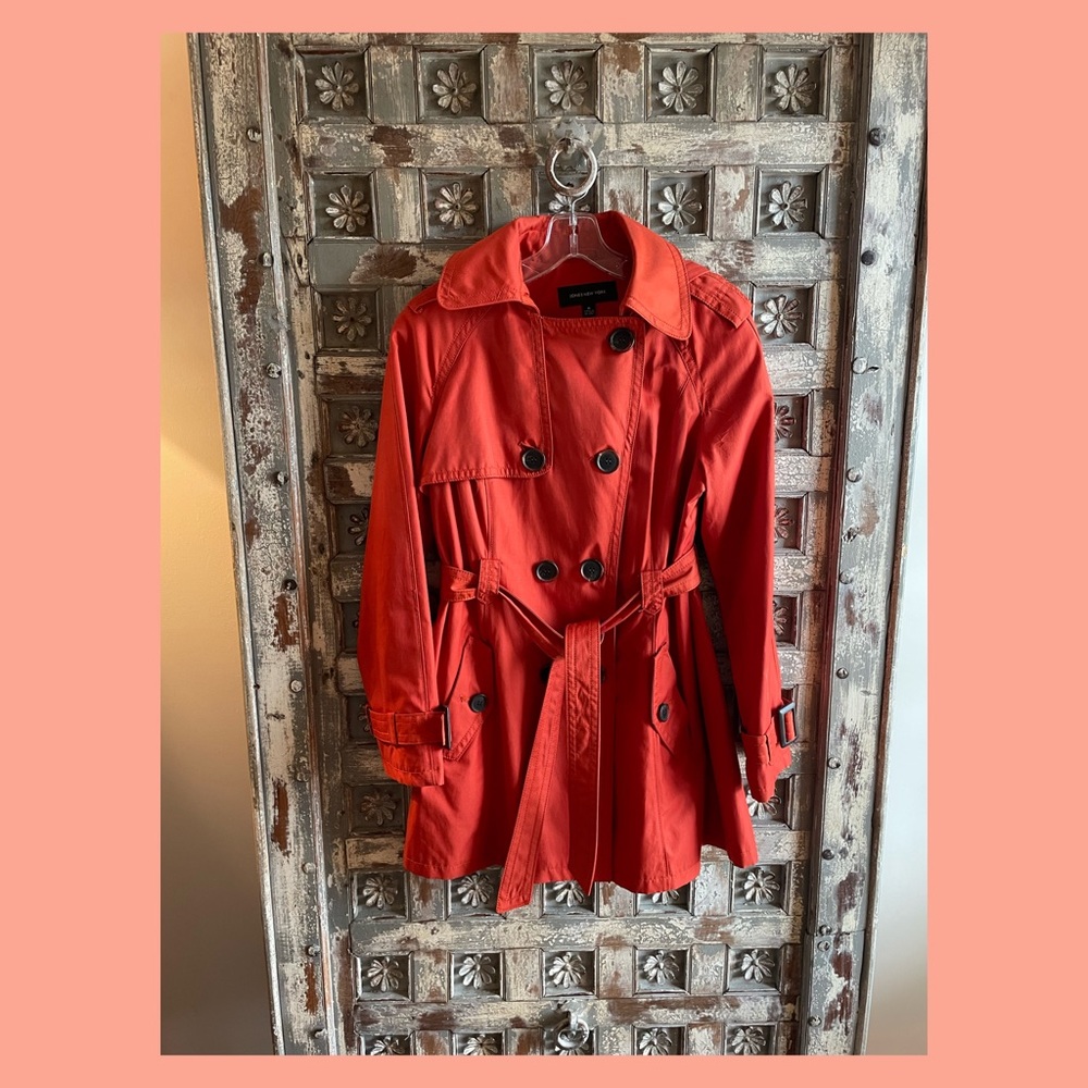 Brunt Orange JNY Trench coat with Hood